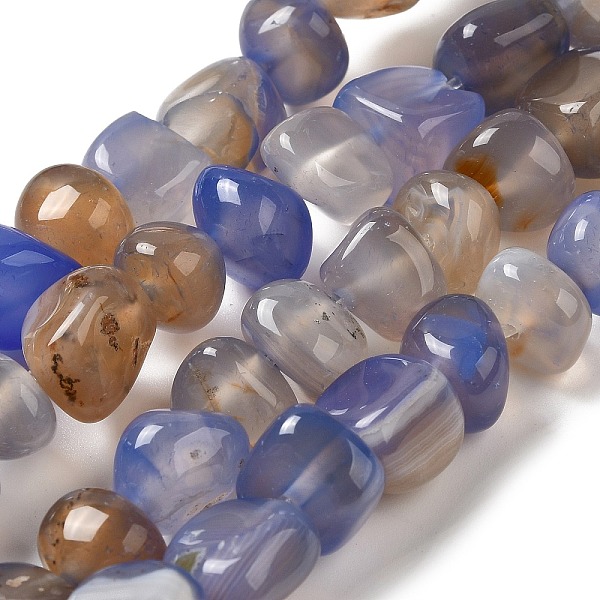 

PandaHall Natural Agate Beads Strands, Dyed & Heated, Nuggets, Tumbled Stone, Slate Blue, 6.5~13x10~13x1.5~11mm, Hole: 1.6mm, about...