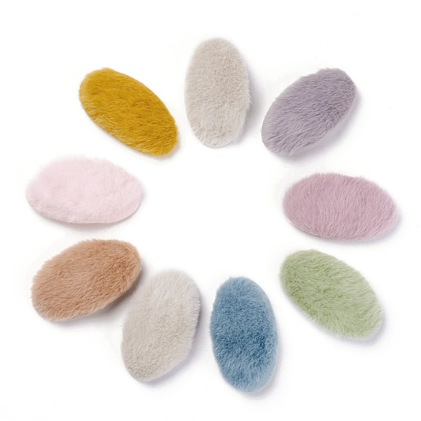 

PandaHall Plush Snap Hair Clips, with Stainless Steel Findings, for Girl Hair Decorate, Oval, Mixed Color, 60x33x11mm Cloth Multicolor