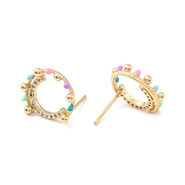 

PandaHall Clear Cubic Zirconia Ring Hoop Earrings with Colorful Enamel, Rack Plating Brass Jewelry for Women, Cadmium Free & Nickel Free &...