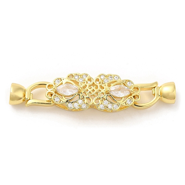 

PandaHall Rack Plating Brass Pave Clear Cubic Zirconia Fold Over Clasps, Long-Lasting Plated, Flower, Real 18K Gold Plated, Flower...