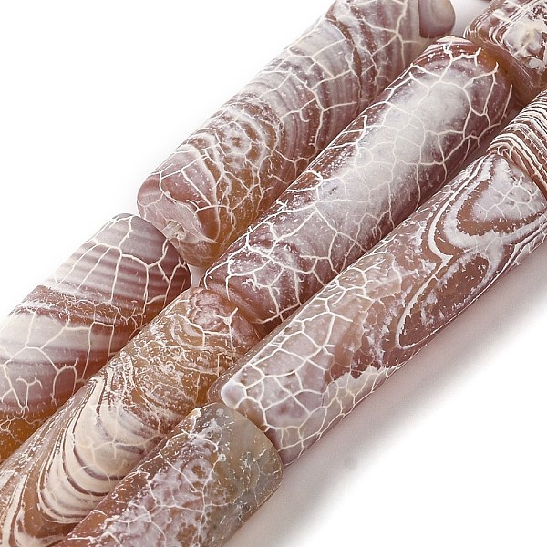 

PandaHall Natural Weathered Agate Beads Strands, Dyed, Column, Sienna, 30x8mm, Hole: 1.4mm, about 13pcs/strand, 14.96''(38cm) Weathered..., Brown