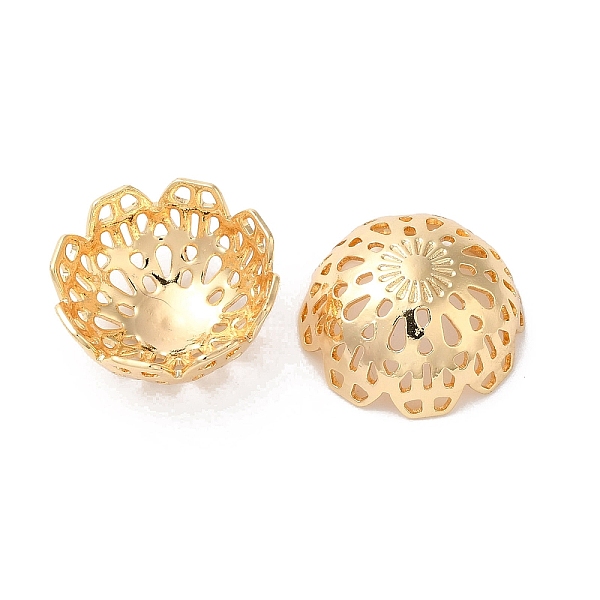 

PandaHall Brass Bead Caps, Multi-Petal Flower, Real 18K Gold Plated, 17x7.5mm Brass