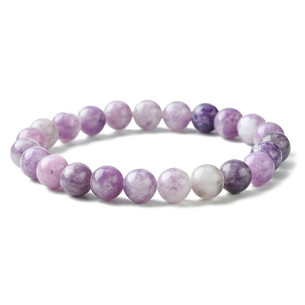 Bracciali Con Perline Elasticizzate In Lepidolite Naturale