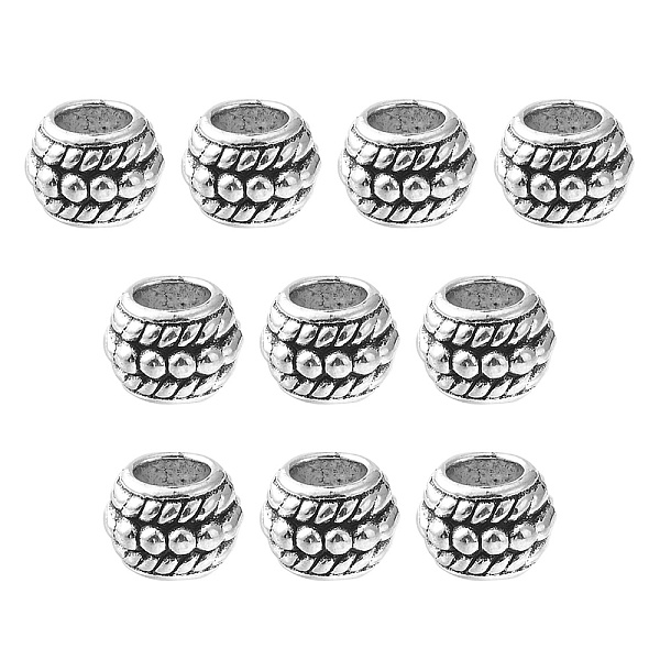 PandaHall Tibetan Style Alloy Spacer Beads, Rondelle, Antique Silver, 6x8mm Alloy Rondelle