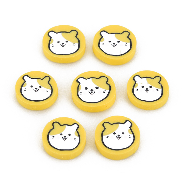 

PandaHall Handmade Polymer Clay Cabochons, Flat Round with Bear, Gold, 9x2mm, about 5000pcs/1000g Polymer Clay Bear Gold