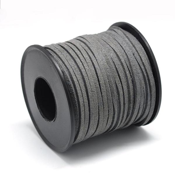 

PandaHall Faux Suede Cords, Faux Suede Lace, Dark Slate Gray, 2.7x1.5mm, about 27.34 yards(25m)/roll Faux Suede Gray