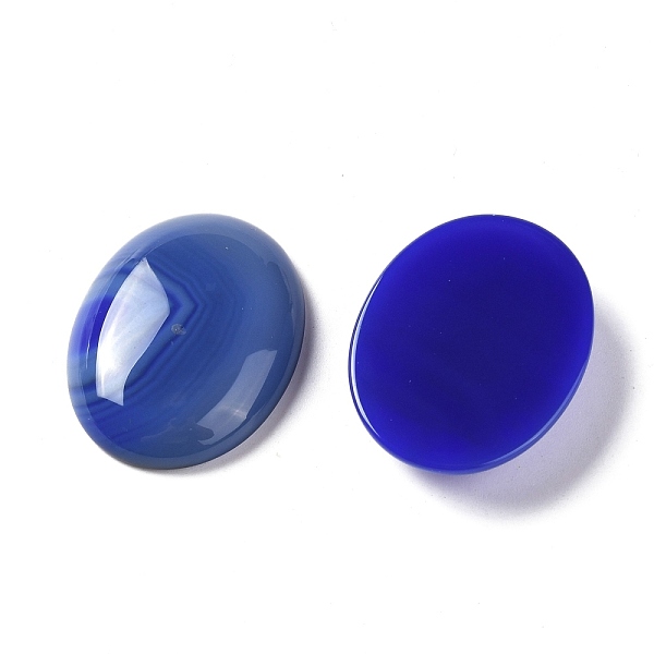 

PandaHall Natural Striped Agate/Banded Agate Cabochons, Oval, Dyed & Heated, Blue, 36x28x7.5mm Banded Agate Oval Blue