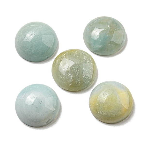 

PandaHall Natural Flower Amazonite Cabochons, Flat Round, 20~21.5x6~8mm Flower Amazonite Flat Round