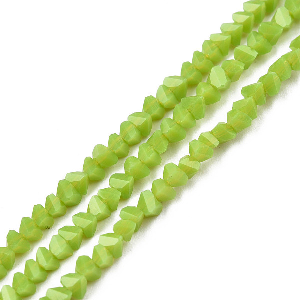 

PandaHall Opaque Solid Color Glass Beads Strands, Faceted Triangle, Yellow Green, 3x2x2mm, Hole: 0.8mm, about 150~152pcs/strand, 10.43...