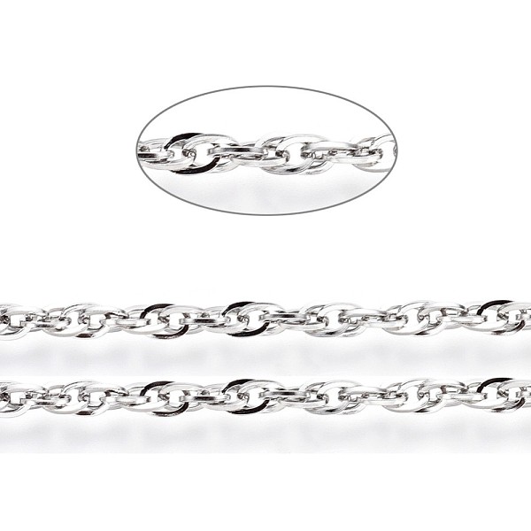 

PandaHall 304 Stainless Steel Rope Chains, Soldered, with Card Paper, Stainless Steel Color, Links: 4x2x1mm, about 32.8 Feet(10m)/card 304...