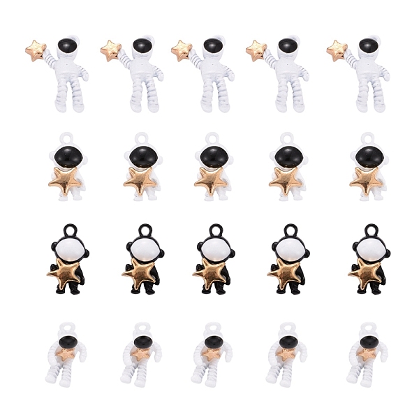 

PandaHall 40Pcs 4 Style Baking Painted Alloy Pendants, Astronaut, Golden, 10pcs/Style Alloy Human Multicolor