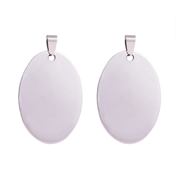 PandaHall 201 Stainless Steel Oval Stamping Blank Tag Pendants, with Snap on Bails, Stainless Steel Color, 42x30x1mm, Hole: 3mm; 20pcs/box... PandaHall 201 Stainless Steel Oval Stamping Blank Tag Pendants, with Snap on Bails, Stainless Steel Color, 42x30x1mm, Hole: 3mm; 20pcs/box...