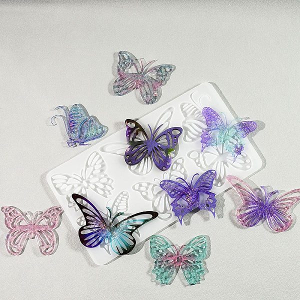 

PandaHall Rectangle with Butterfly Pattern DIY Pendant Silicone Molds, for UV Resin, Epoxy Resin Craft Making, White, 134x242x6.5mm, Inner...