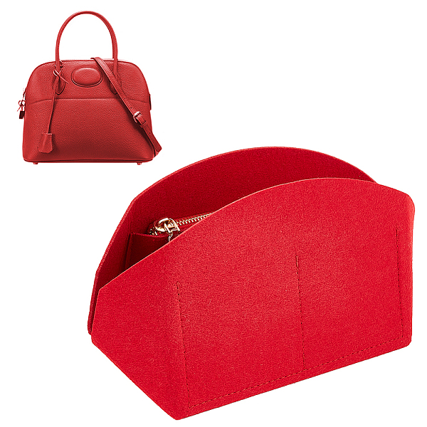 

PandaHall WADORN Felt Handbag Organizer Insert, Shell Shaper Women Tote Bag Purse Insert Liner Bag Multiple Compartments Bag Interior..., Red