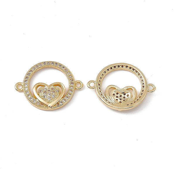 

PandaHall Brass Micro Pave Clear Cubic Zirconia Connector Charms, Ring with Heart Links, Real 18K Gold Plated, 16x21.5x3mm, Hole: 1.4mm...