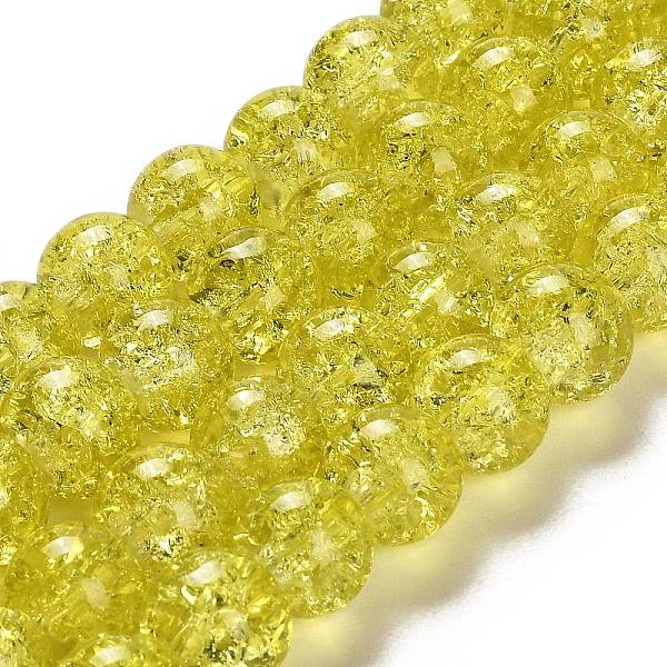 

PandaHall Spray Painted Crackle Glass Beads Strands, Round, Yellow, 10mm, Hole: 1.3~1.6mm, about 80pcs/strand, 31.4 inch Glass Round Yellow