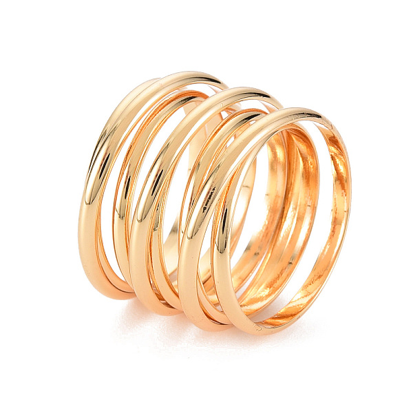 

PandaHall Brass Rings for Women, Wire Wrap Wide Band, Nickel Free, Real 18K Gold Plated, US Size 7 1/4(17.5mm) Brass