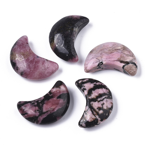 

PandaHall Moon Shape Natural Rhodonite Healing Crystal Pocket Palm Stones, for Chakra Balancing, Jewelry Making, Home Decoration...