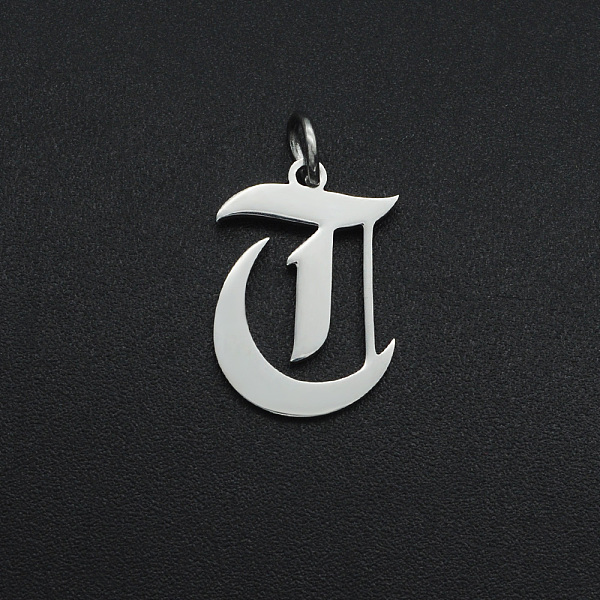 

PandaHall 304 Stainless Steel Pendants, with Jump Ring, Old English, Letter, Laser Cut, Stainless Steel Color, Letter.T, 17x12x1mm, Hole...