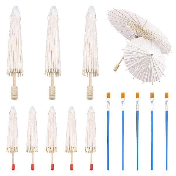 

PandaHall CHGCRAFT 14Pcs 3 Styles DIY Blank Craft Paper Umbrella, with Wood Handle, with Plastic Paint Brushes Pens, Mixed Color..., Multicolor