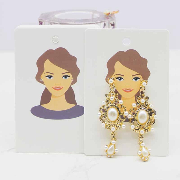 

PandaHall Paper Earring Display Cards, Earring Holder Cards, Rectangle with Girl Pattern, Medium Purple, 9x6x0.03cm, Hole: 5mm and 1mm Paper...