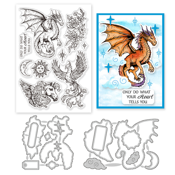 

PandaHall Globleland 1 Sheet Custom Fairy Tale PVC Plastic Clear Stamps, for DIY Scrapbooking, with 1 Set Carbon Steel Cutting Dies Stencils..., Multicolor
