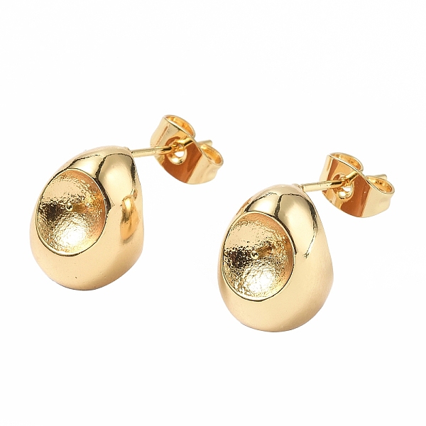 

PandaHall Brass Stud Earring Findings, with Ear Nuts and 925 Sterling Silver Pins, For Half Hole Beads, Teardrop, Real 18K Gold Plated...