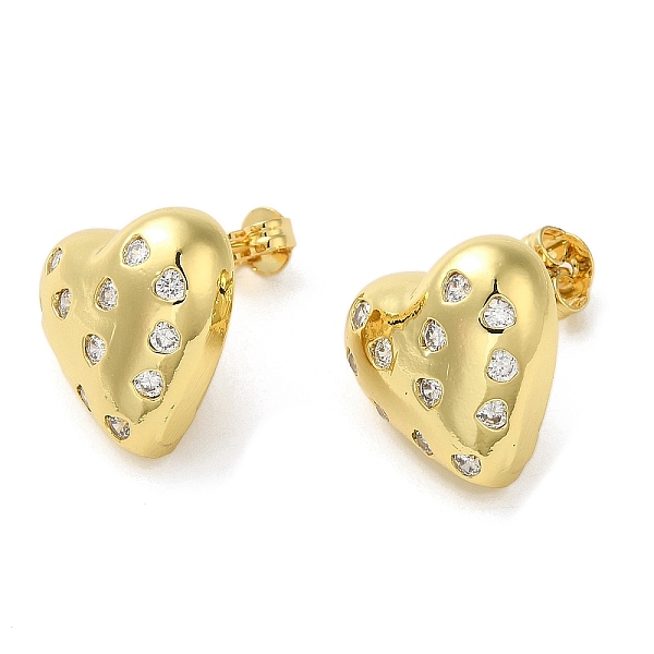 

PandaHall Heart Rack Plating Brass Micro Pave Cubic Zirconia Stud Earrings for Women, Long-Lasting Plated, Lead Free & Cadmium Free, Real...