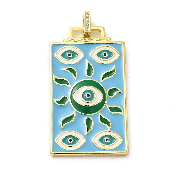 

PandaHall Brass Micro Pave Cubic Zirconia Pendant with Enamel, Rectangle, Sky Blue, 45.5x25.5x2.5mm, Hole: 4.5mm Brass+Cubic Zirconia+Enamel...