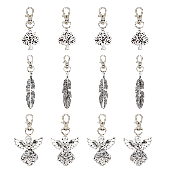 

PandaHall HOBBIESAY 12Pcs 3 Style Tibetan Style Alloy Keychain, with Swivel Lobster Claw Clasps and Iron Open Jump Rings, Tree of Life &...