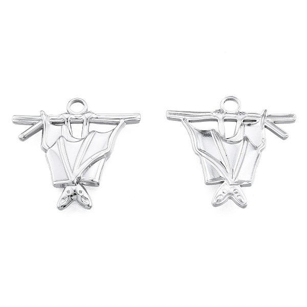 

PandaHall 201 Stainless Steel Pendants, Bat, Stainless Steel Color, 23x25x2.5mm, Hole: 2.5mm 201 Stainless Steel Others