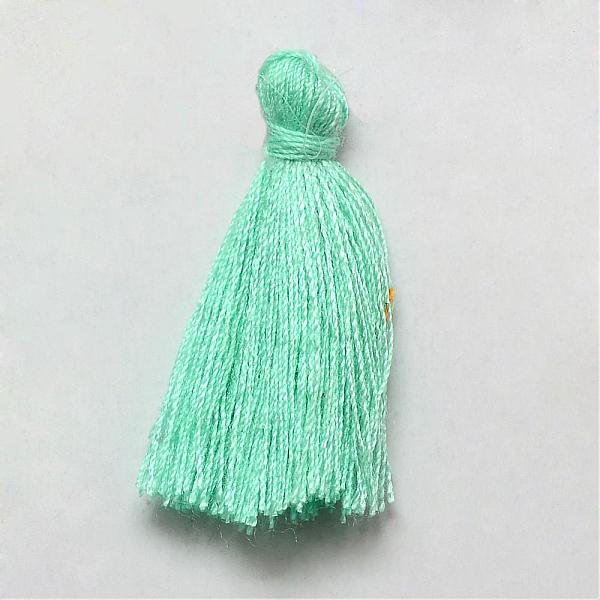 

PandaHall Handmade Polycotton(Polyester Cotton) Tassel Decorations, Pendant Decorations, Aquamarine, 29~35mm Polycotton Green