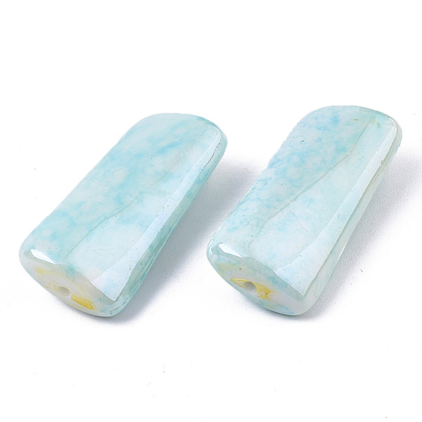 

PandaHall Spray Painted Acrylic Beads, Rectangle, Pale Turquoise, 28x13x7mm, Hole: 1.4mm, about 230pcs/500g Acrylic Rectangle Cyan