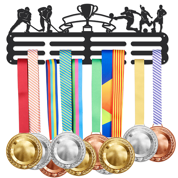 

PandaHall SUPERDANT Ice Hockey Soccer Metal Medal Hooks Football Two Poles Wall Storage Award Holder for Ice Hockey Wall Medal Hanger Rack..., Black