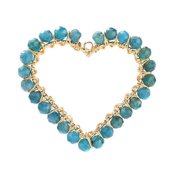 

PandaHall Heart Natural Faceted Apatite Pendants, Wire Wrapped Pendants, with Brass Findings and Eco-Friendly Copper Wire, Golden, 39x42x4mm...