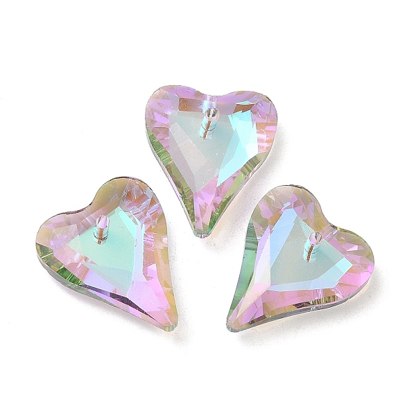 

PandaHall Electroplated Glass Pendants, Back Plated, Faceted, Heart Charms, Thistle, 17.5x14x5mm, Hole: 1.2mm Glass Heart Purple