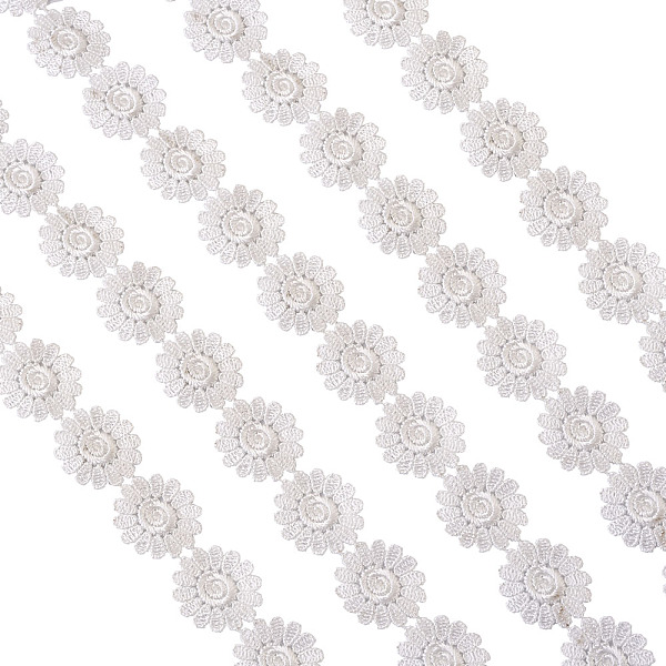 

PandaHall Polyester Lace Trim, Daisy Pattern, White, 30mm Polyester White