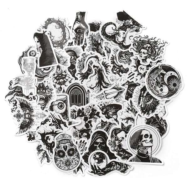 

PandaHall 50 Sheets Paper Gothic Graffiti Stickers, Black, 43x26x0.2mm, 50 sheets/bag Paper Mixed Shapes Black