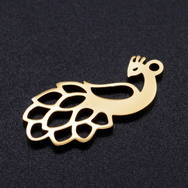 

PandaHall 201 Stainless Steel Hollow Pendants, Peacock, Golden, 23.5x11x1mm, Hole: 1.4mm 201 Stainless Steel Peacock