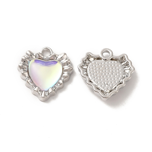 

PandaHall Rack Plating Alloy Resin Pendants, Nickel Free, Heart Charms, Platinum, 17x17x4mm, Hole: 1.8mm Alloy+Resin Heart