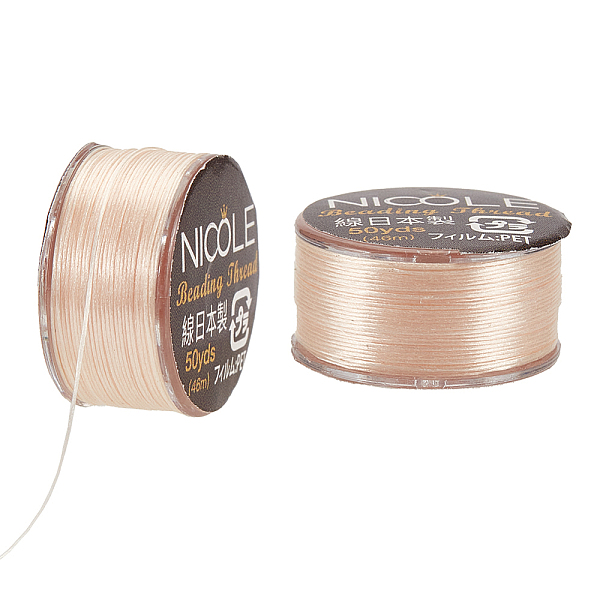 

PandaHall Nylon Beading Thread, Seed Bead Thread, Nylon String for Jewelry Beading Bracelets Making, Navajo White, 0.1mm, about 50.31 Yards...