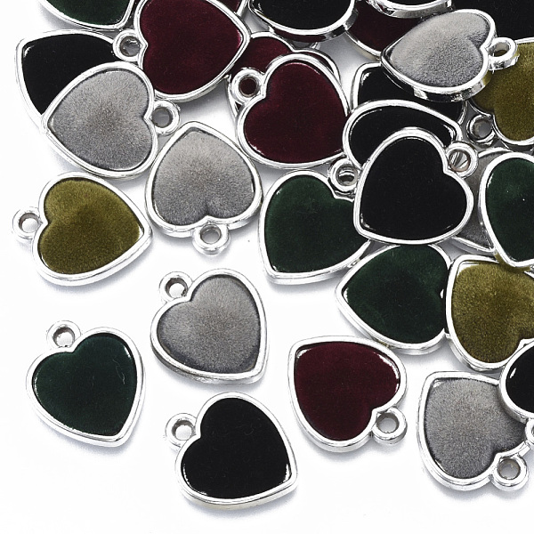 PandaHall UV Plating Acrylic Pendants, Flocky, Heart, Mixed Color, Platinum, 20x16.5x5mm, Hole: 2mm Acrylic Heart Multicolor