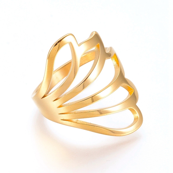 

PandaHall 304 Stainless Steel Finger Rings, Flower, Golden, Size 7, 17mm 304 Stainless Steel