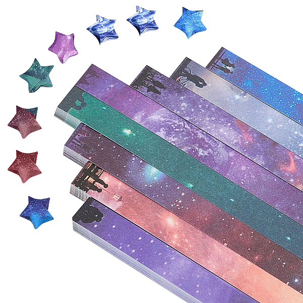 

PandaHall WADORN 1080pcs Origami Stars Paper, 8 Colors Lucky Star Paper Strips Handcraft Luminous Lucky Star Paper Folding Galaxy Origami..., Multicolor