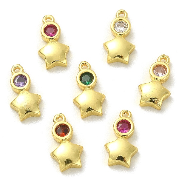 

PandaHall 30Pcs Brass Micro Pave Cubic Zirconia Pendants, Real 18K Gold Plated, Star, Golden, 10x5.5x2mm, Hole: 0.8mm Brass+Cubic Zirconia..., Multicolor