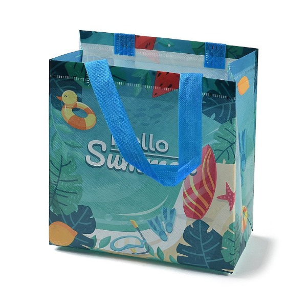 

PandaHall Summer Theme Printed Non-Woven Reusable Folding Gift Bags with Handle, Portable Waterproof Shopping Bag for Gift Wrapping...