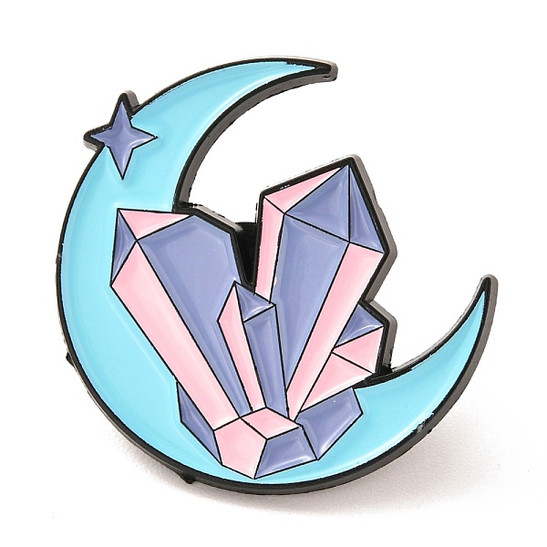 

PandaHall Alloy Enamel Brooches, Enamel Pin, with Butterfly Clutches, Moon with Gemstone, Electrophoresis Black, Colorful, 26x26x10mm...