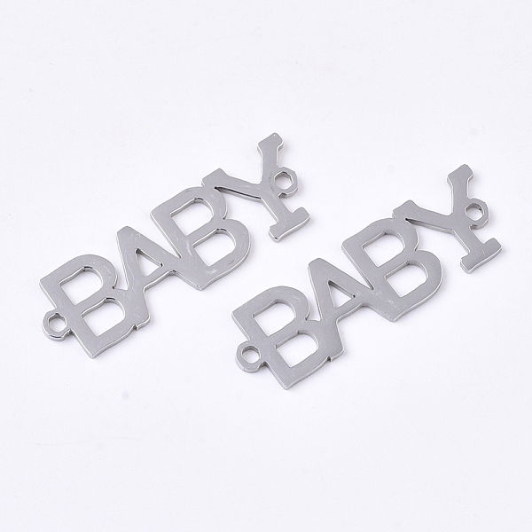 

PandaHall 201 Stainless Steel Links connectors, Laser Cut Links, Word Baby, Stainless Steel Color, 29x9x1mm, Hole: 1.5mm 201 Stainless Steel...