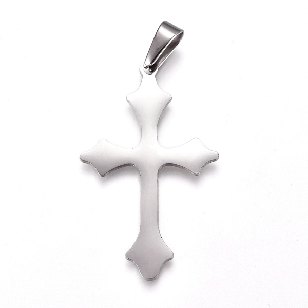 

PandaHall 304 Stainless Steel Pendants, Cross, Stainless Steel Color, 48x29x1.5mm, Hole: 10x4.5mm 304 Stainless Steel Cross