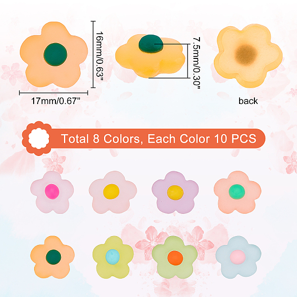 

PandaHall 80pcs Flower Cabochons, Flower Slime Charms Frosted Resin Flatback Cabochon for Shoe Hairpin DIY Spring Summer Jewellery Making...
